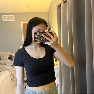 Wild fable low neck black crop top